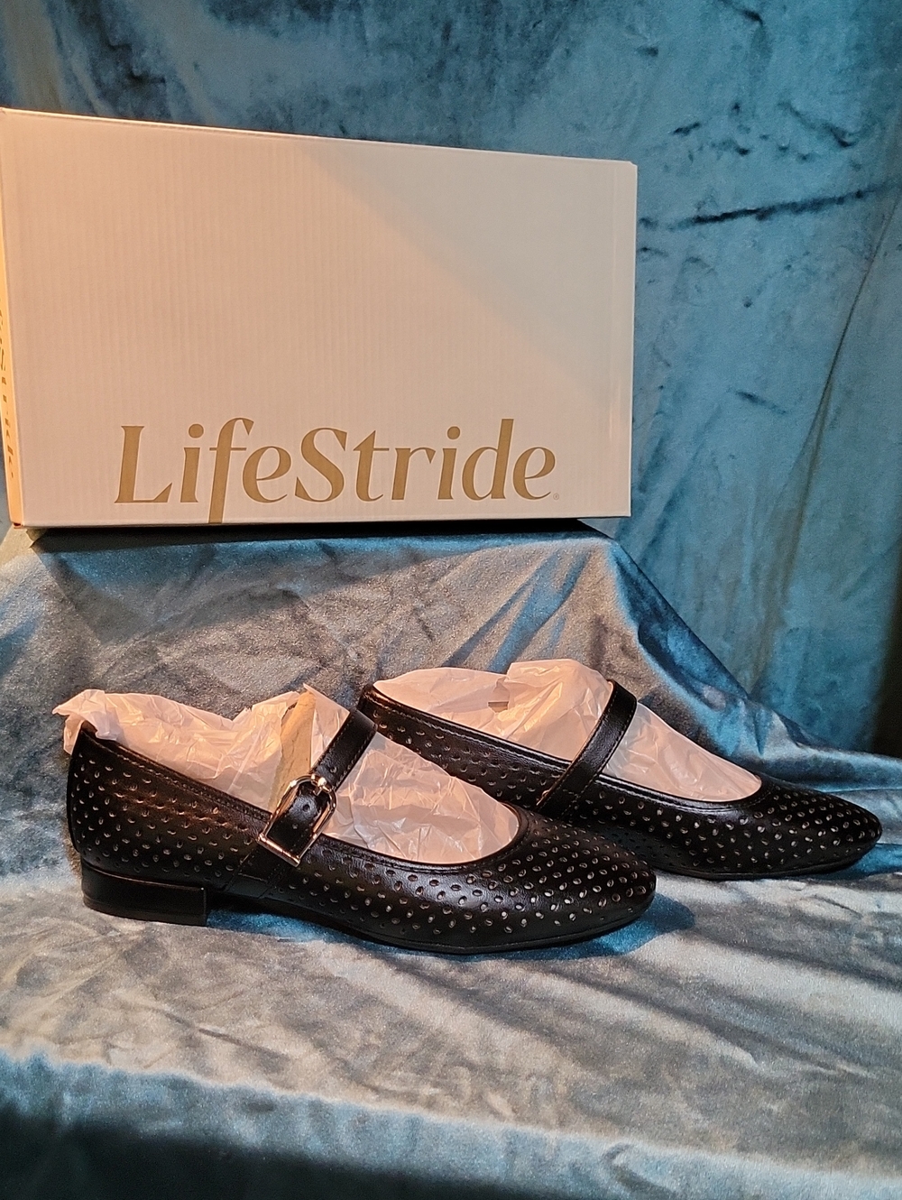 Life Stride Black Perforated Mary Jane Loafers